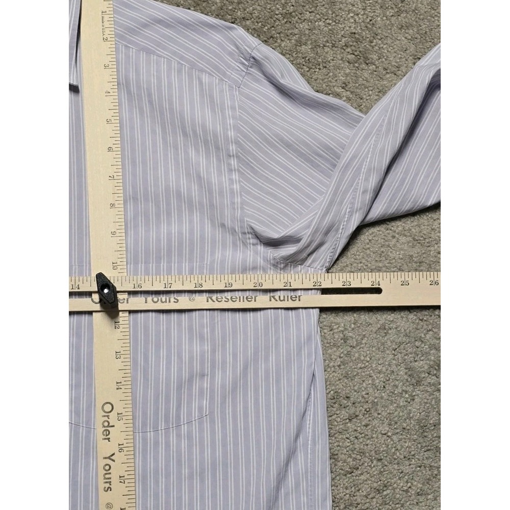 Ermenegildo Zegna Shirt Mens L 41 16 Purple Stripe Long Sleeve Button Up Cotton - Picture 13 of 14